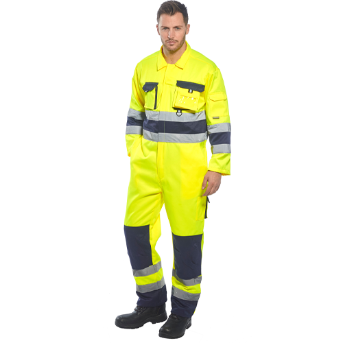 PORTWEST Nantes Hi-Vis Contrast Work Coverall Safety Workwear Suit TX55