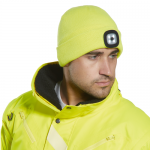 Portwest Beanie with Rechargeable LED Head Light, Colour: Yellow