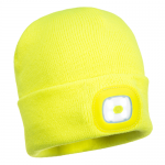 Portwest Beanie with Rechargeable LED Head Light, Colour: Yellow