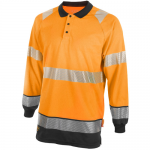 B-Seen Hi-Vis Two Tone Long Sleeve Polo Shirt Orange / Black