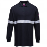 Portwest FR03 Flame Resistant Anti-Static Long Sleeve Polo Shirt w/ Reflective Tape