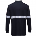Portwest FR03 Flame Resistant Anti-Static Long Sleeve Polo Shirt w/ Reflective Tape