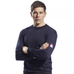 Portwest FR11 Flame Resistant Anti-Static Long Sleeve T-Shirt, Colour: Navy