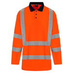 Pro RTX High Visibility Long Sleeve Polo Shirt, Colour: Orange/Navy