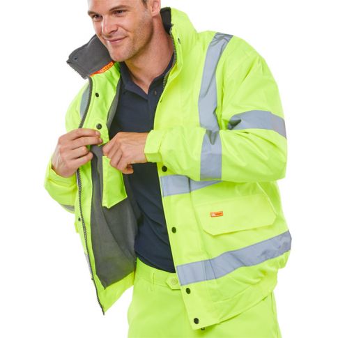 HIGH VISIBILITY FLEECE LINED BOMBER JACKET SATURN YELLOW