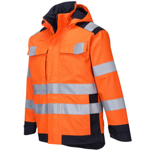 Portwest MV70 Modaflame Rain Multi Norm Arc Jacket, Colour: Orange / Navy