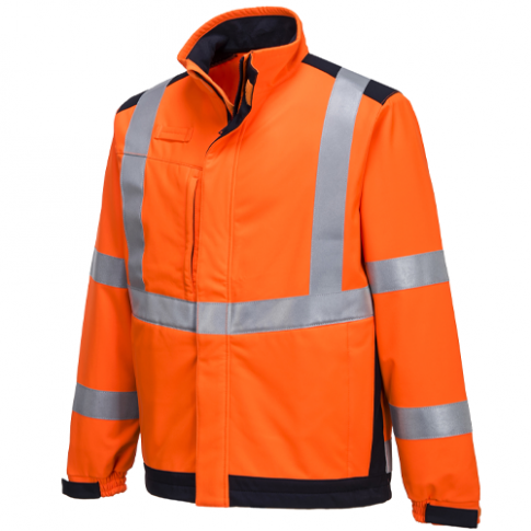 Portwest MV72 Modaflame Multi Norm Arc Softshell Jacket, Colour: Orange / Navy