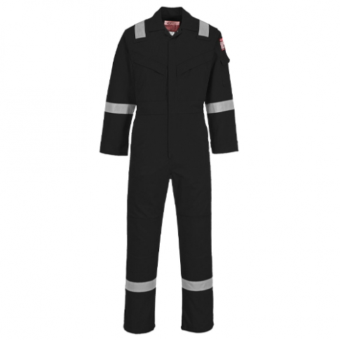 Portwest FR21 Bizflame Plus FR Anti-Static Super Lightweight Coverall, Colour: Black