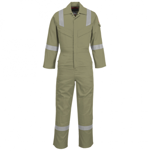 Portwest FR21 Bizflame Plus FR Anti-Static Super Lightweight Coverall, Colour: Khaki