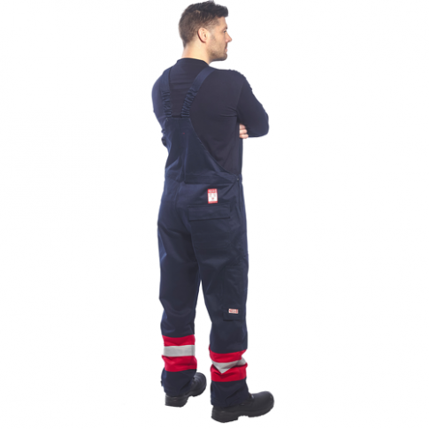 Portwest FR57 Bizflame Plus Bib & Brace, Colour: Navy / Red