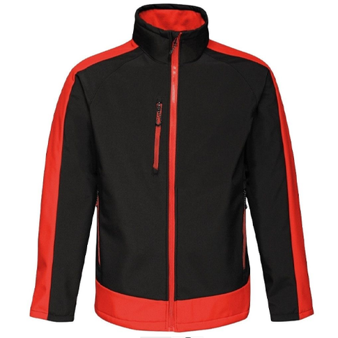 Regatta TRA618 Contrast Three Layer Softshell Jacket, Colour: Black / Red