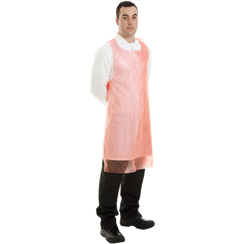 Supertouch Roll of 20 Micron PE Aprons (Case of 1000), Size: 69 x 122cm, Colour: Red