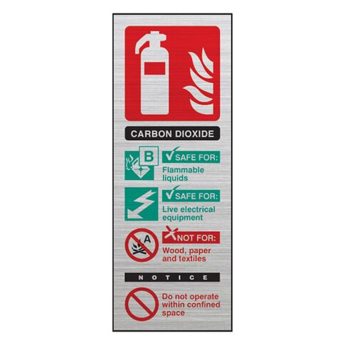 Prestige Portrait CO2 Fire Extinguisher Sign (Stainless Look)