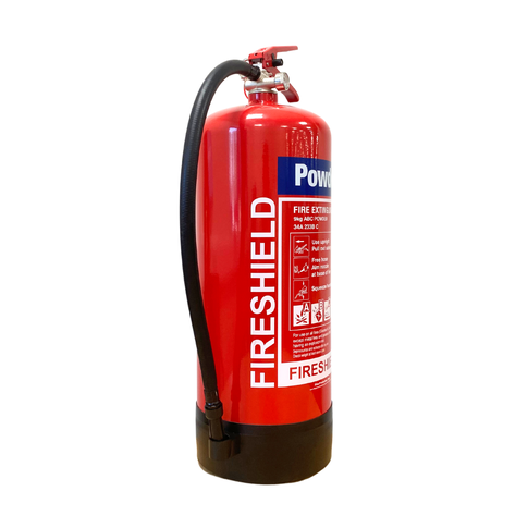 FireShield 9kg ABC dry powder fire extinguisher side view